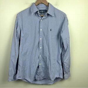 Polo Ralph Lauren Men's Button Down Shirt Striped Blue & White Stanton